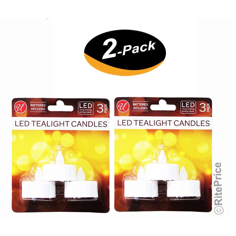 6 PCS Battery Operated LED Flameless Tea Light Candles Long Lasting (2 Pack)